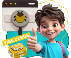 Тестирование & Vibe Debug. Охотники за багами - КИБЕРшкола программирования для детей, компьютерные курсы для школьников, начинающих и подростков - KIBERone г. Пенза